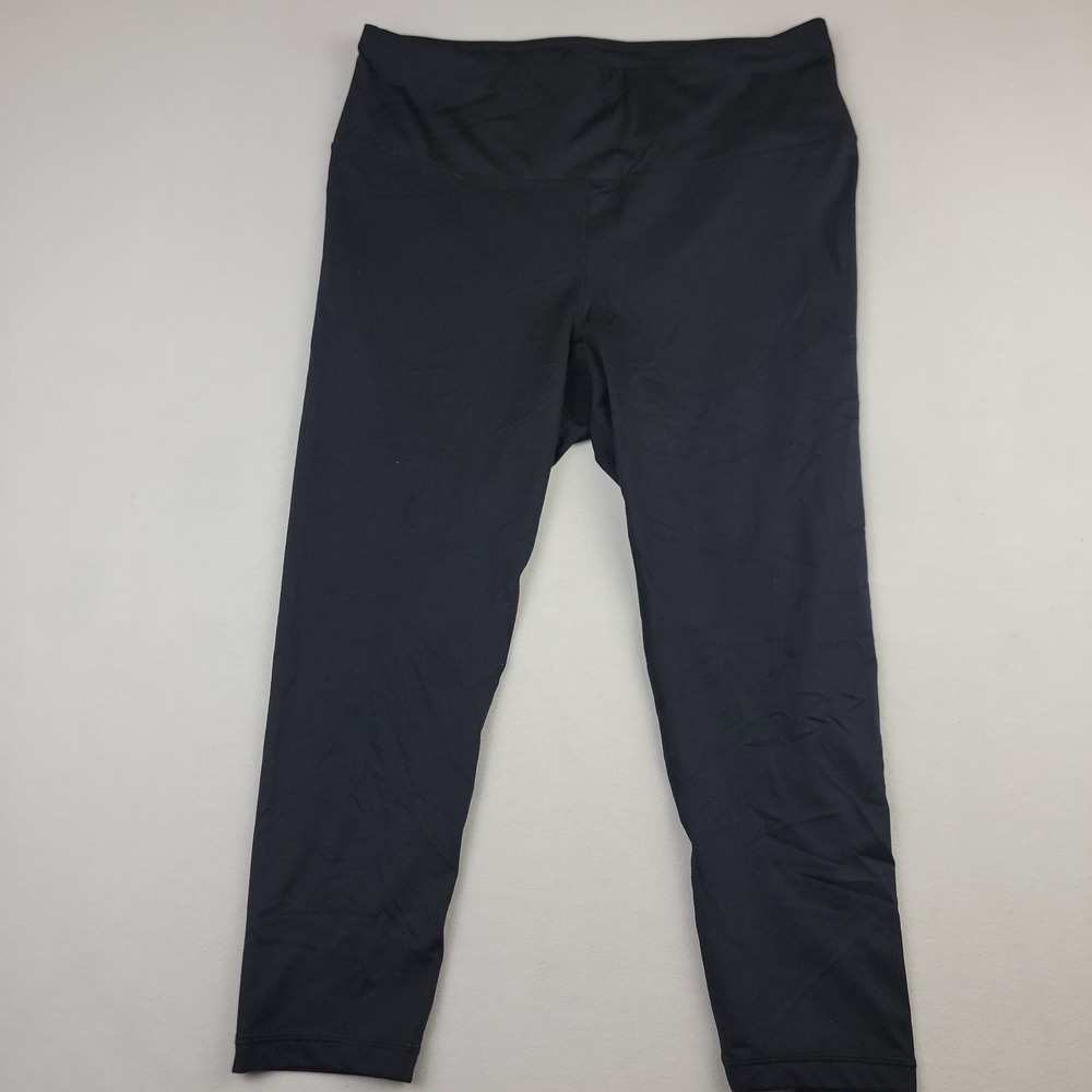 Velocity Womens 1X Black High Waisted Cropped Activewear Leggings SKU 1532